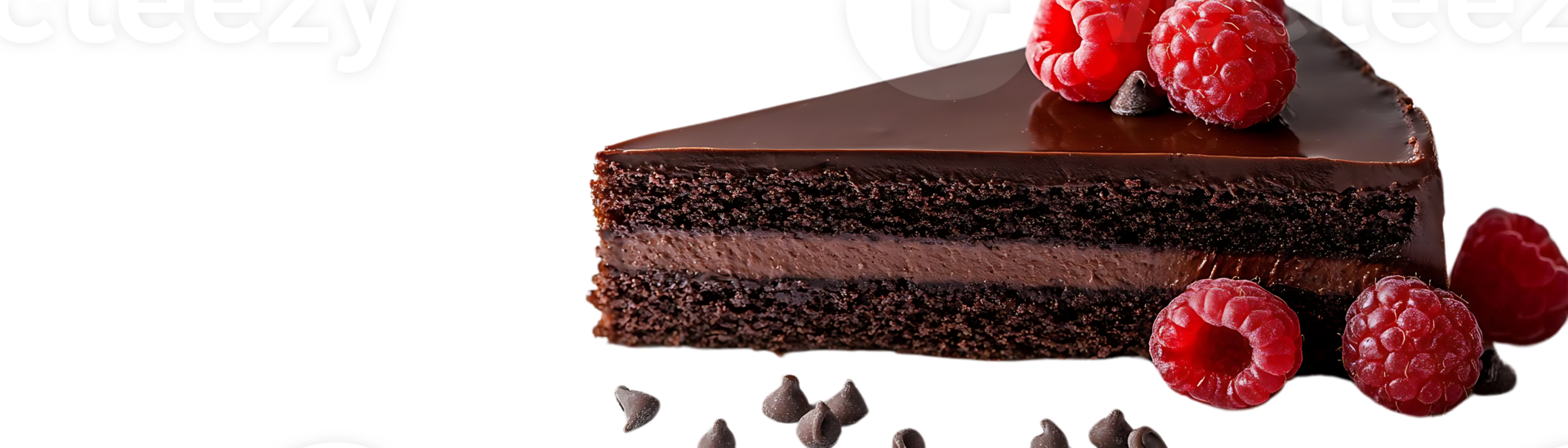 Chocolate Cake with Raspberry Topping - Delicious Dessert with Transparent Background png