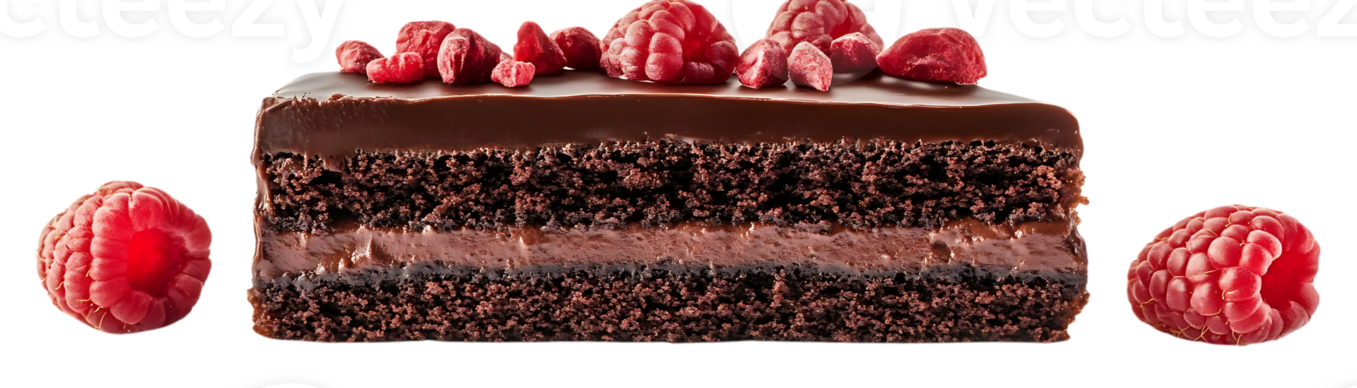 Chocolate Cake Topped with Raspberries, a Delicious Treat with a Transparent Background png