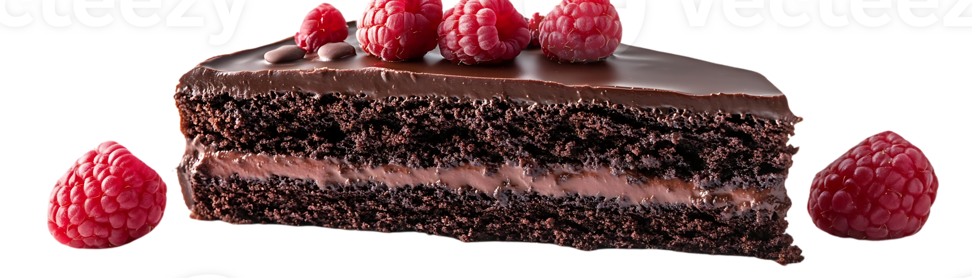 Chocolate Cake with Raspberry Topping on a Transparent Background, a Delectable Treat for Any Occasion png