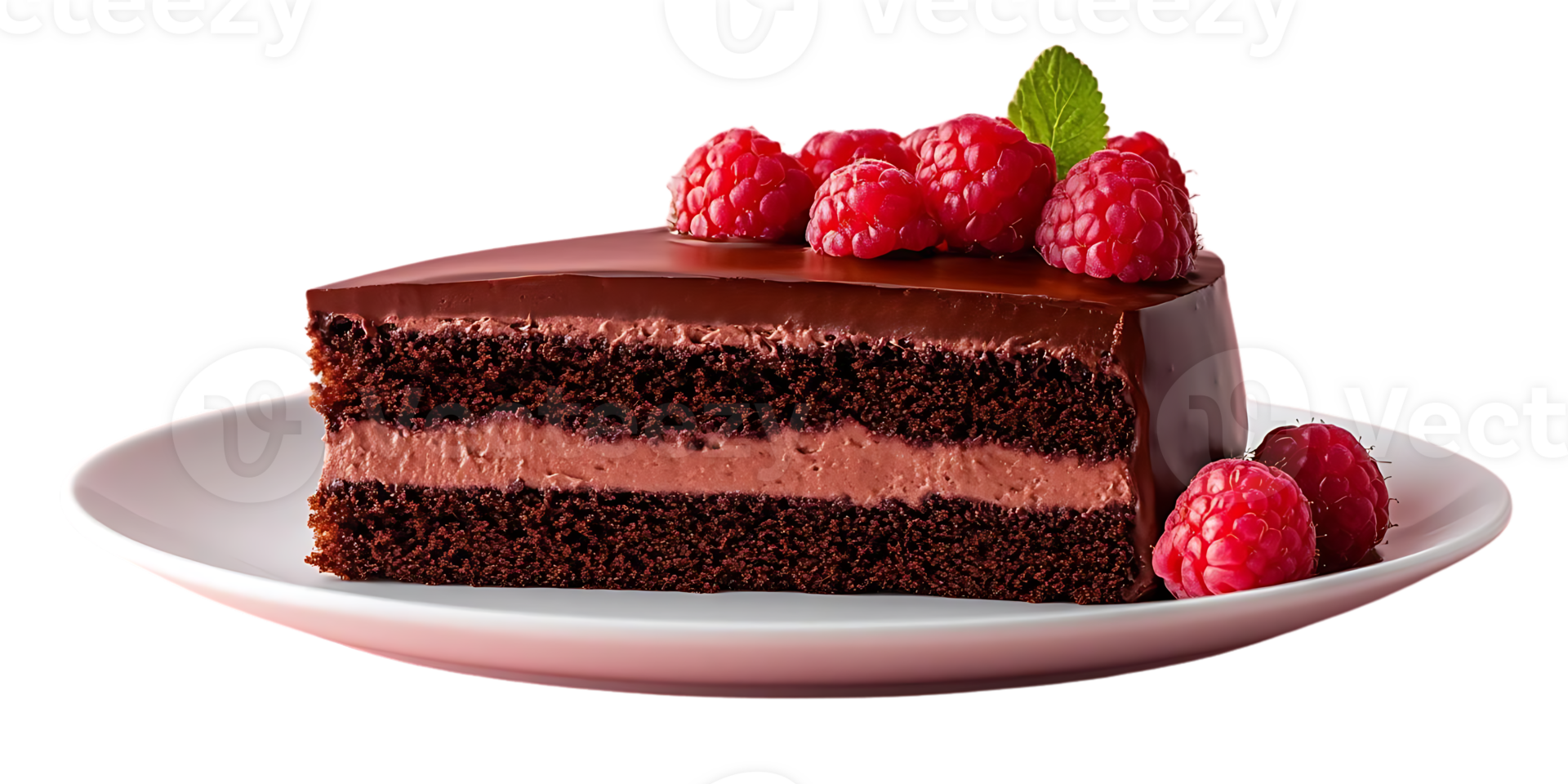 Chocolate Cake with Raspberry Topping on a Transparent Background png