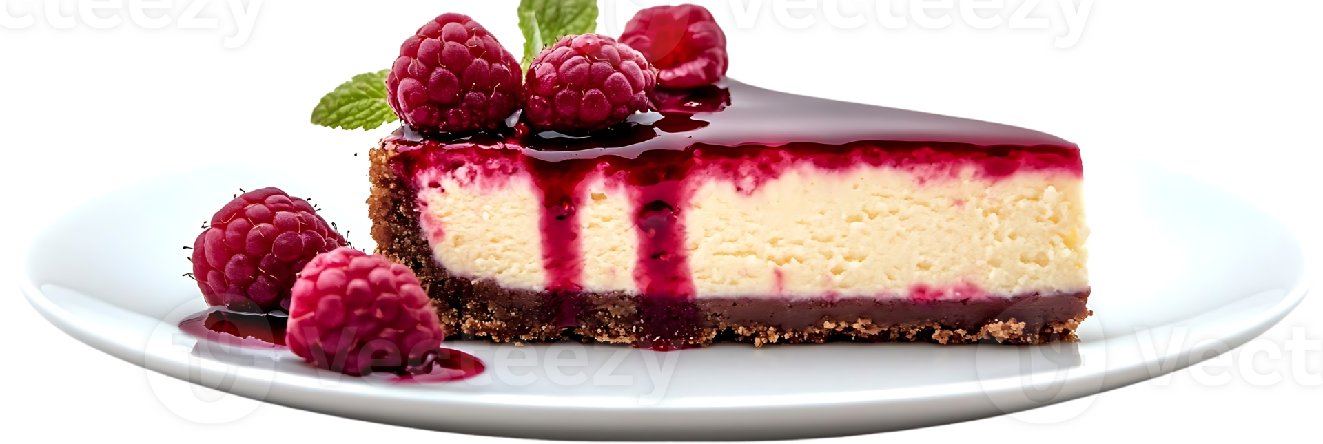 Raspberry Cheesecake Slice with Transparent Background, a Delicious Treat with a Sweet and Creamy Filling png