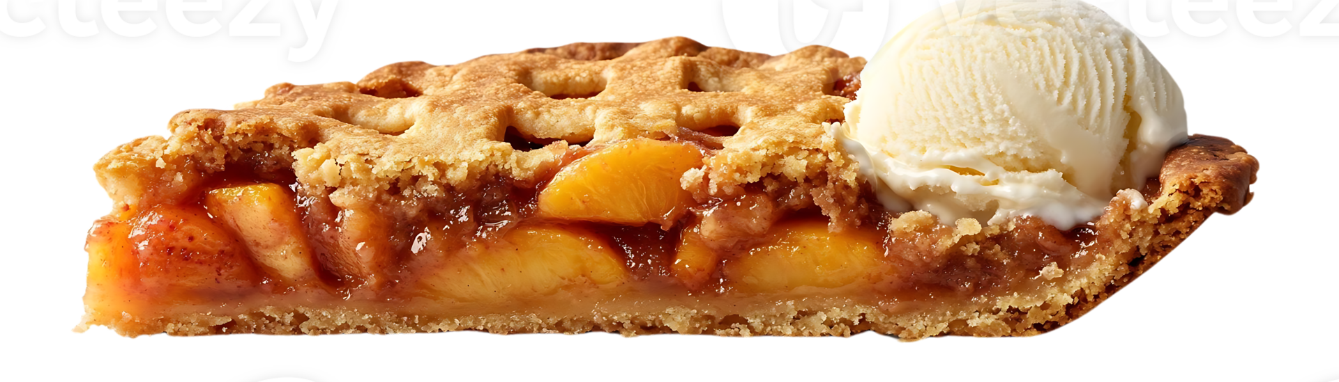 Warm Peach Pie with a Scoop of Vanilla Ice Cream, A Delicious Treat with a Transparent Background png