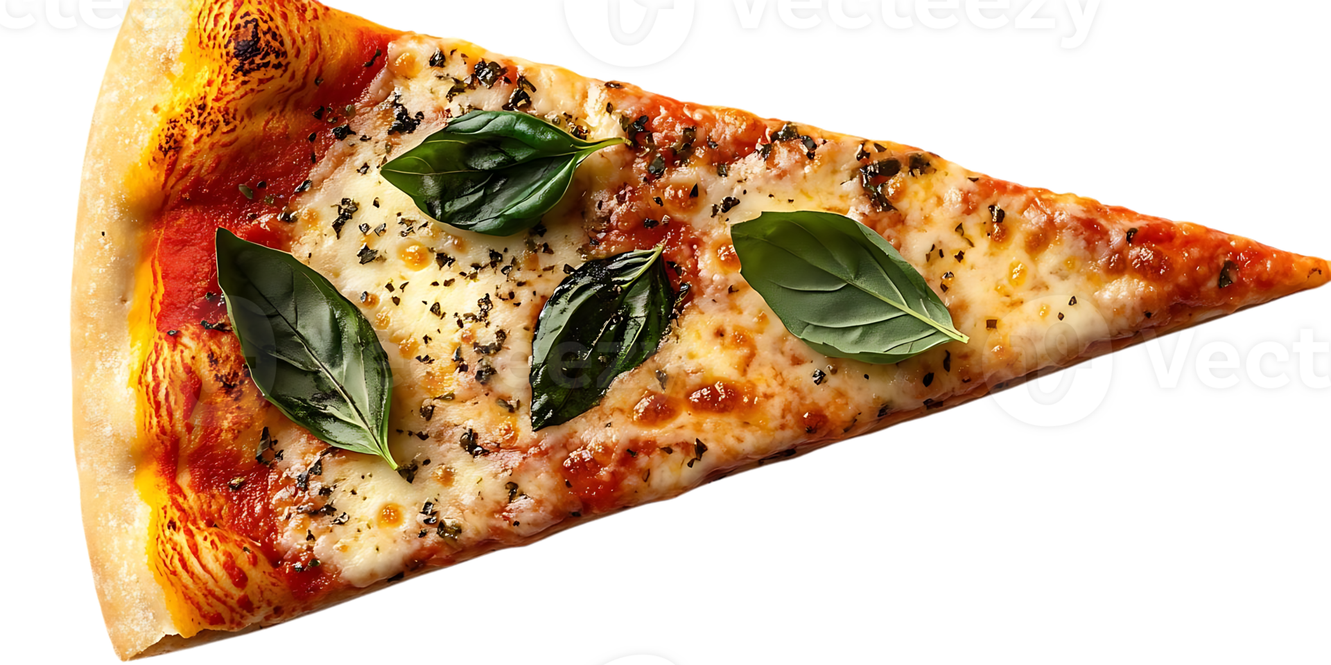 uma fatia do delicioso pizza com manjericão e mussarela, desfrutando uma saboroso refeição com transparente fundo png