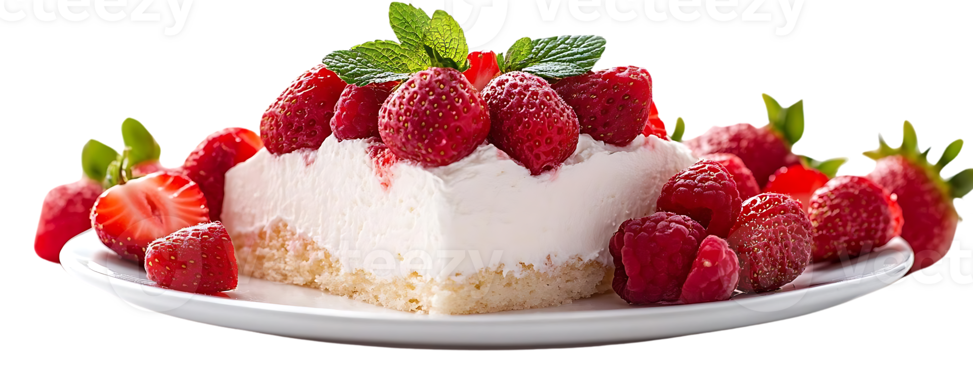 A Delicious Slice of Strawberry Cheesecake with a Transparent Background png