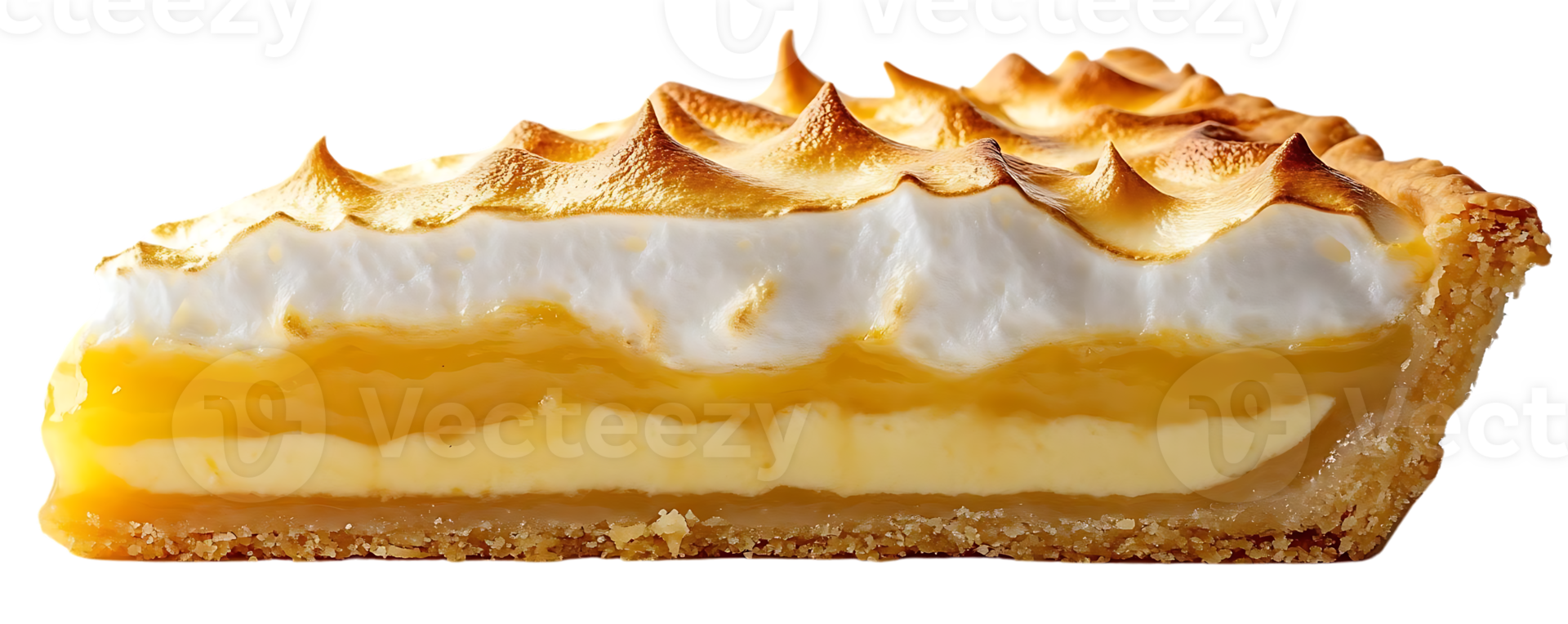 Lemon Meringue Pie with a Transparent Background - A Delectable Treat with a Crisp Crust, Tangy Filling, and Fluffy Meringue Topping png