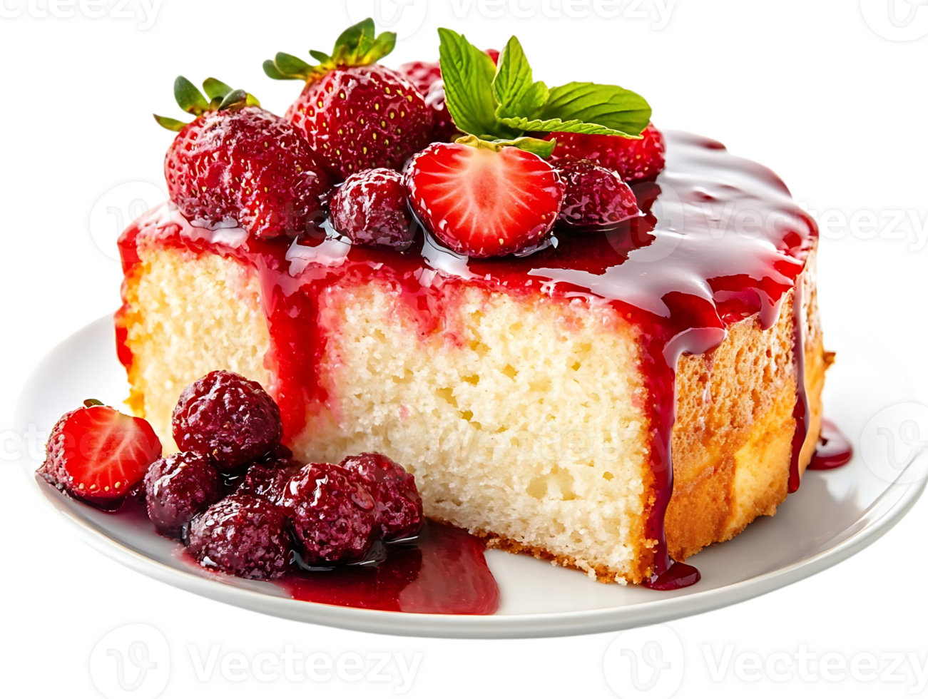 Strawberry Cake with Transparent Background, Delicious and Sweet Strawberry Cake with Red Glaze png