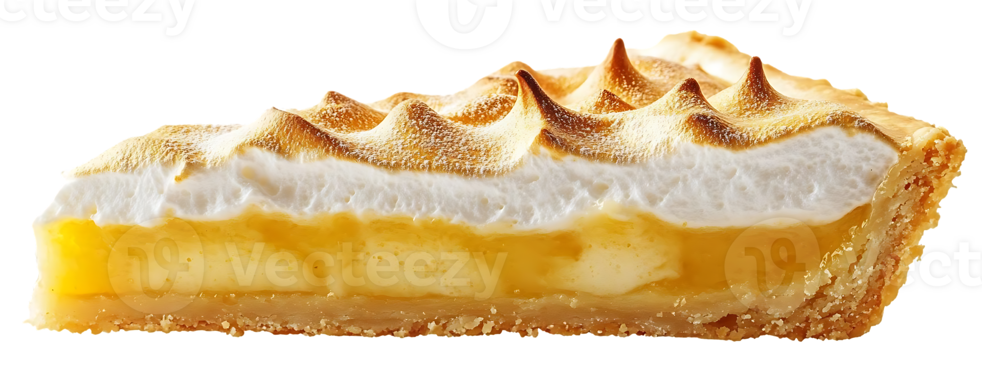 A Slice of Lemon Meringue Pie with a Deliciously Creamy Filling and a Crispy Crust, Transparent Background png