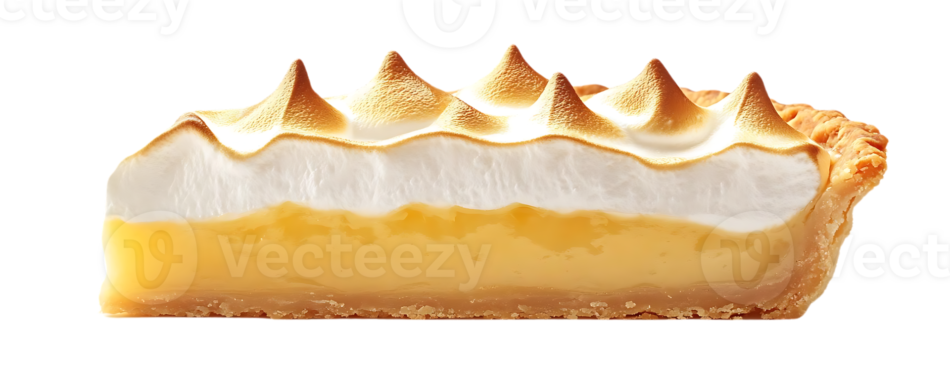 Lemon Meringue Pie with Crispy Crust and Fluffy Meringue,  Transparent Background png