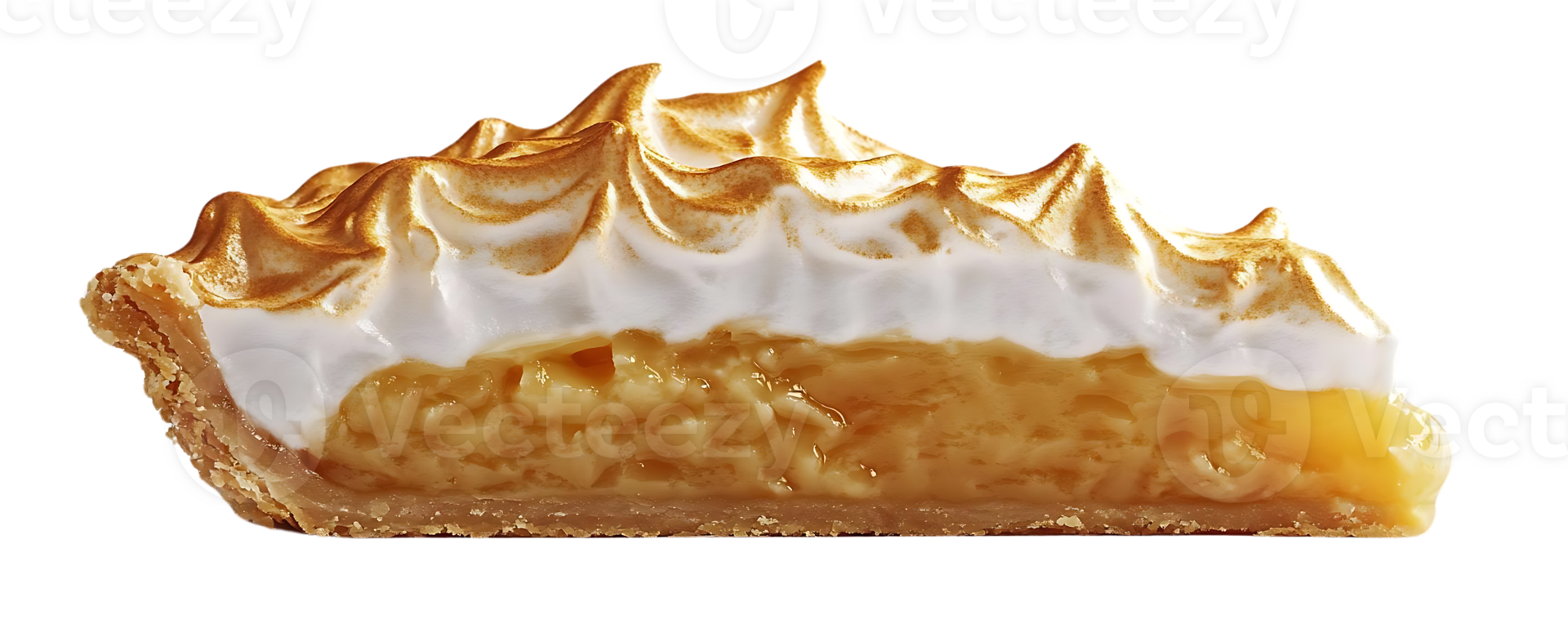 Lemon Meringue Pie with Crispy Crust and Fluffy Meringue - Isolated on Transparent Background png