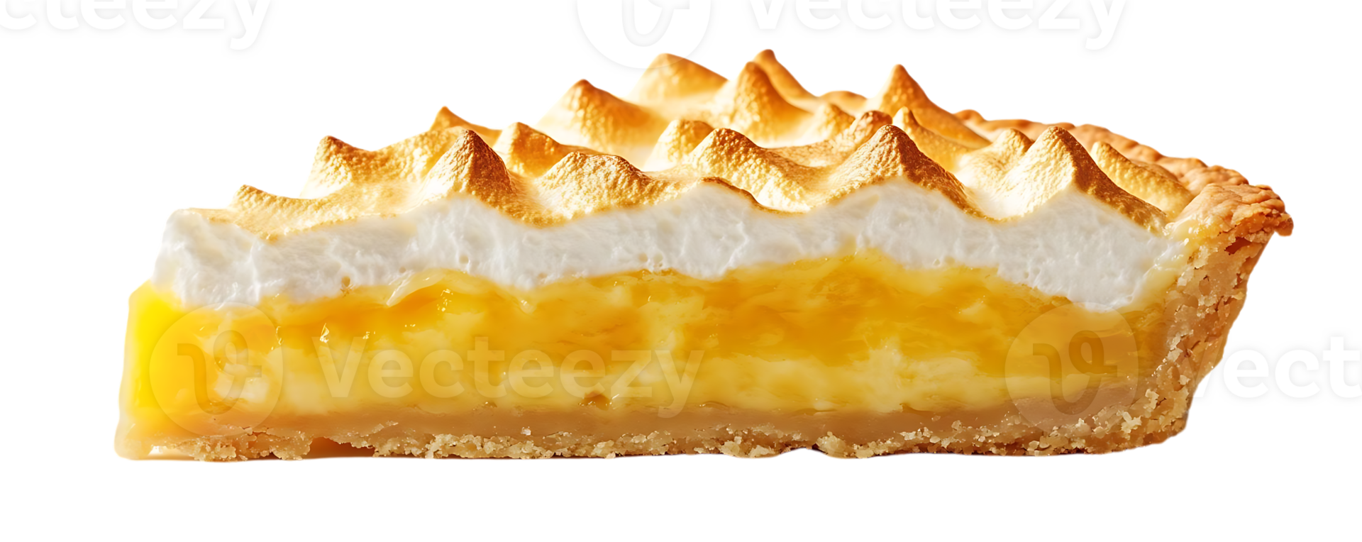Lemon Meringue Pie Slice with a Deliciously Creamy Filling and a Crispy Crust on a Transparent Background png