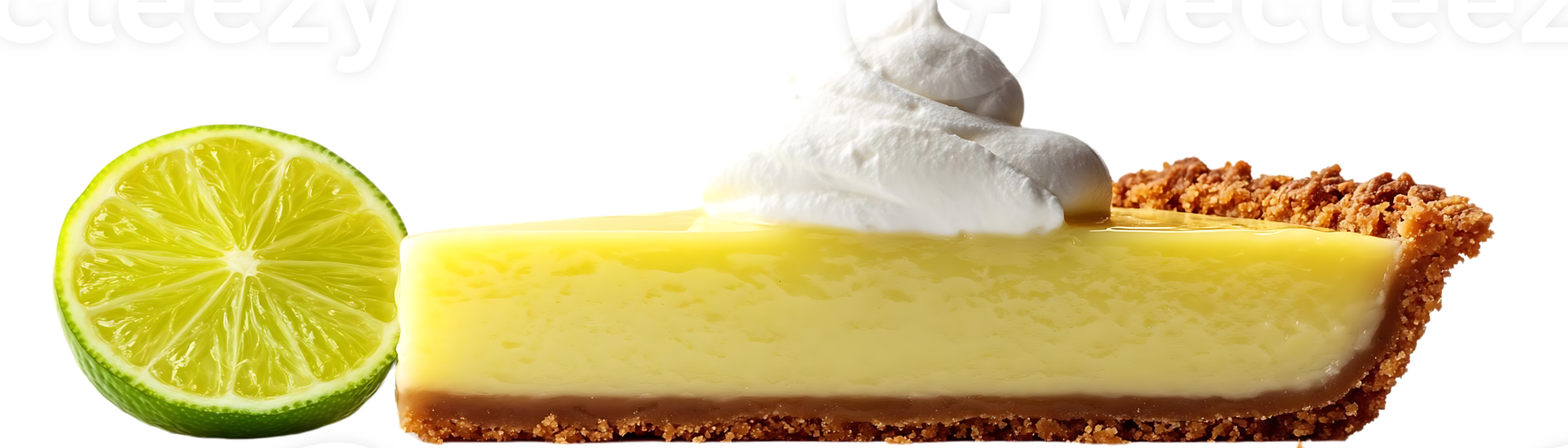 Creamy Lemon Pie with a Crispy Crust and a Slice of Lime, a Classic Dessert with a Transparent Background png