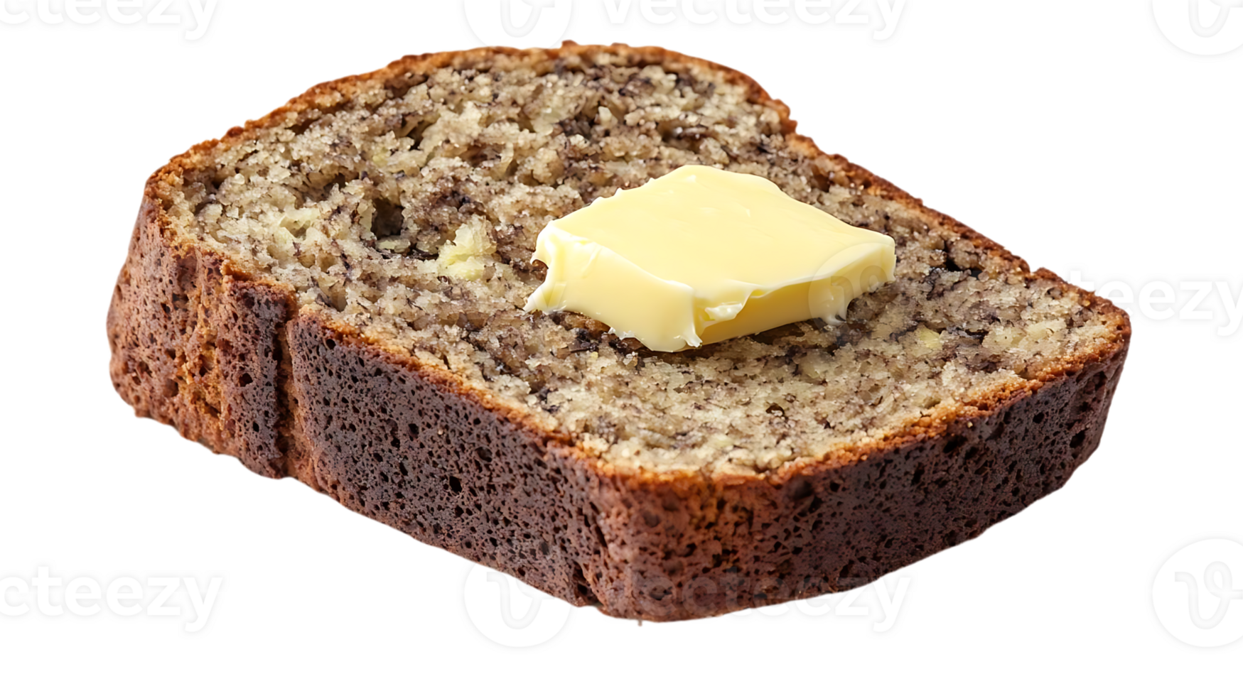 A Slice of Delicious Banana Bread with Melted Butter, Isolated on a Transparent Background png