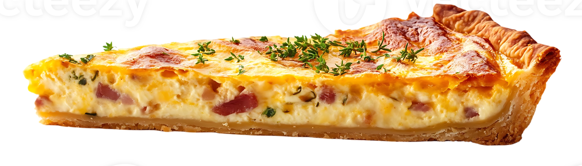 Savory Ham and Cheese Quiche with a Golden Crust,  Delicious and Easy to Make with a Transparent Background png