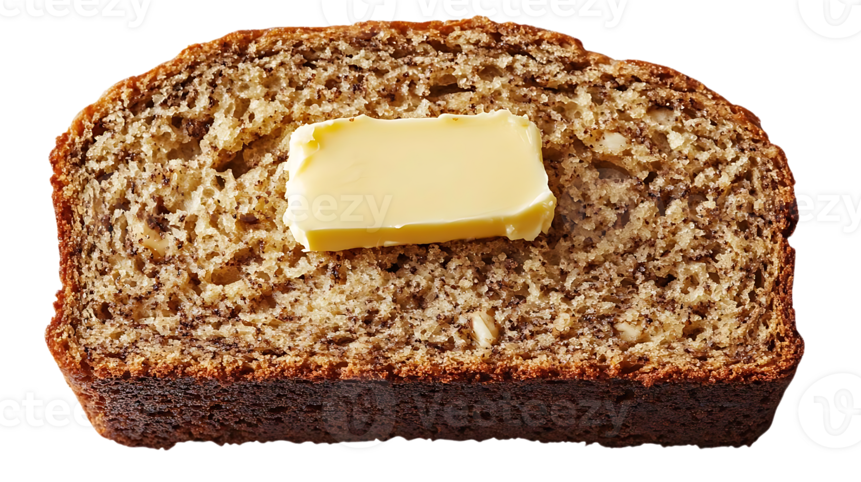 A Slice of Buttered Banana Bread, Deliciously Golden Brown with a Transparent Background png