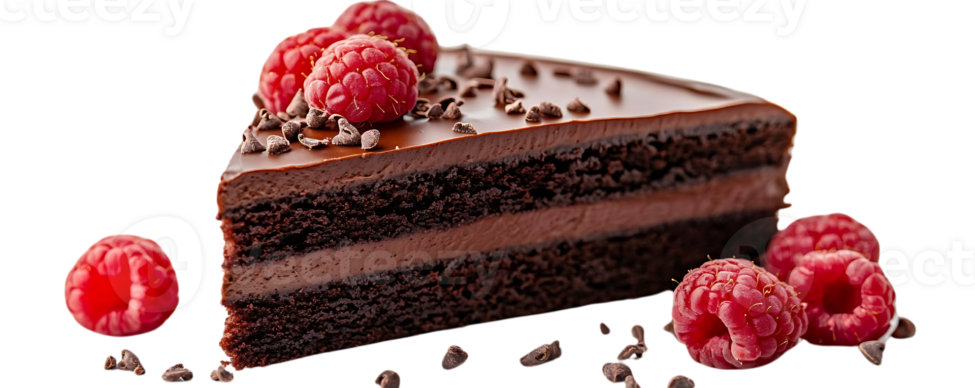 Delicious Chocolate Cake with Raspberries and a Transparent Background png
