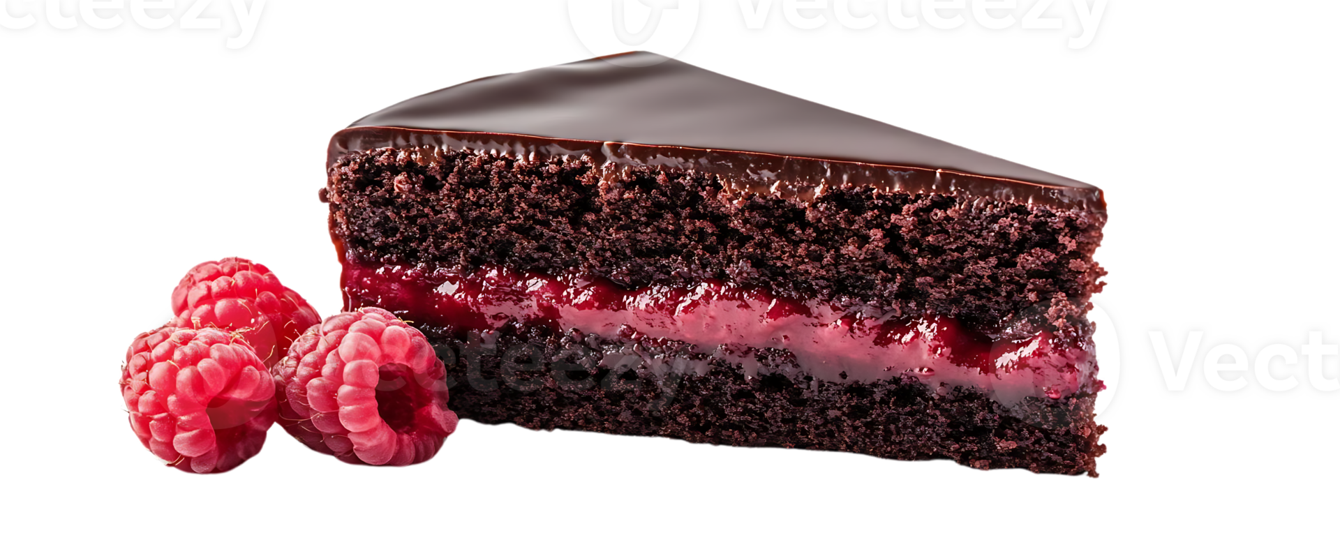Chocolate Cake with Raspberry Filling and Transparent Background png