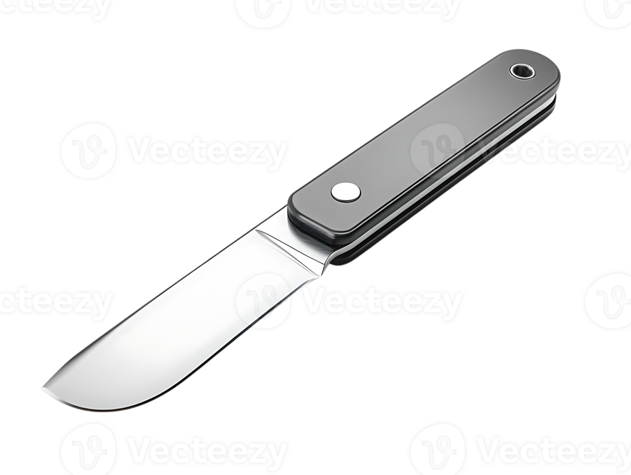A Pocket Knife with a Black Handle and a Silver Blade, a Simple Design, a Transparent Background, Minimalist Design. png