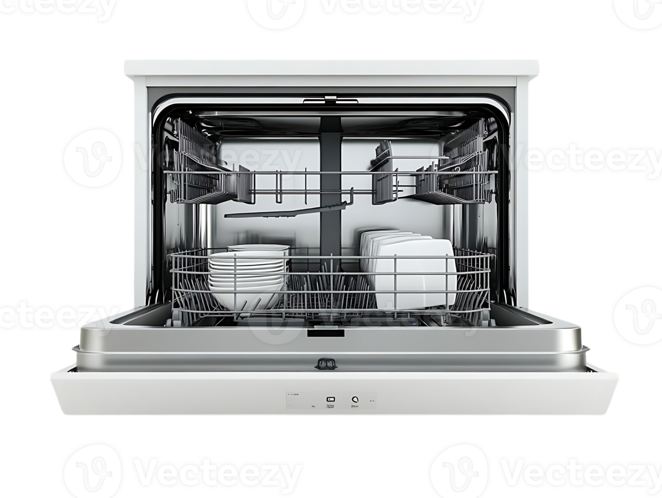 Modern Dishwasher with a Transparent Background, Sparkling Clean Dishes, Sleek Design, Stainless Steel Interior, Top-Rack for Cups and Glasses, Lower Rack for Plates and Bowls, Easy to Use Controls, Quiet Operation, Energy Efficient, Reliable Performance png