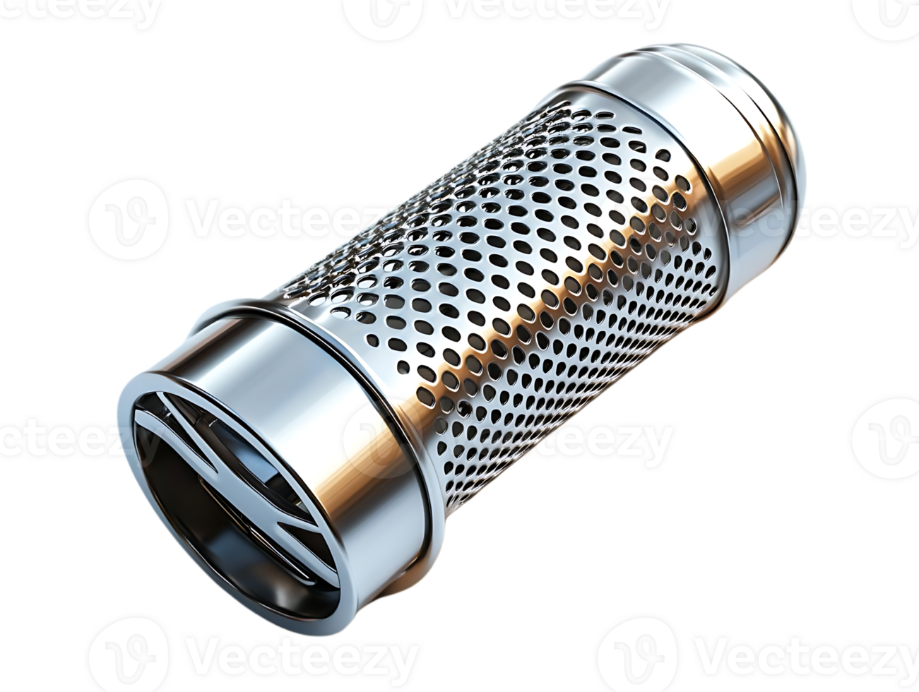 Stainless Steel Perforated Cylinder with Transparent Background png