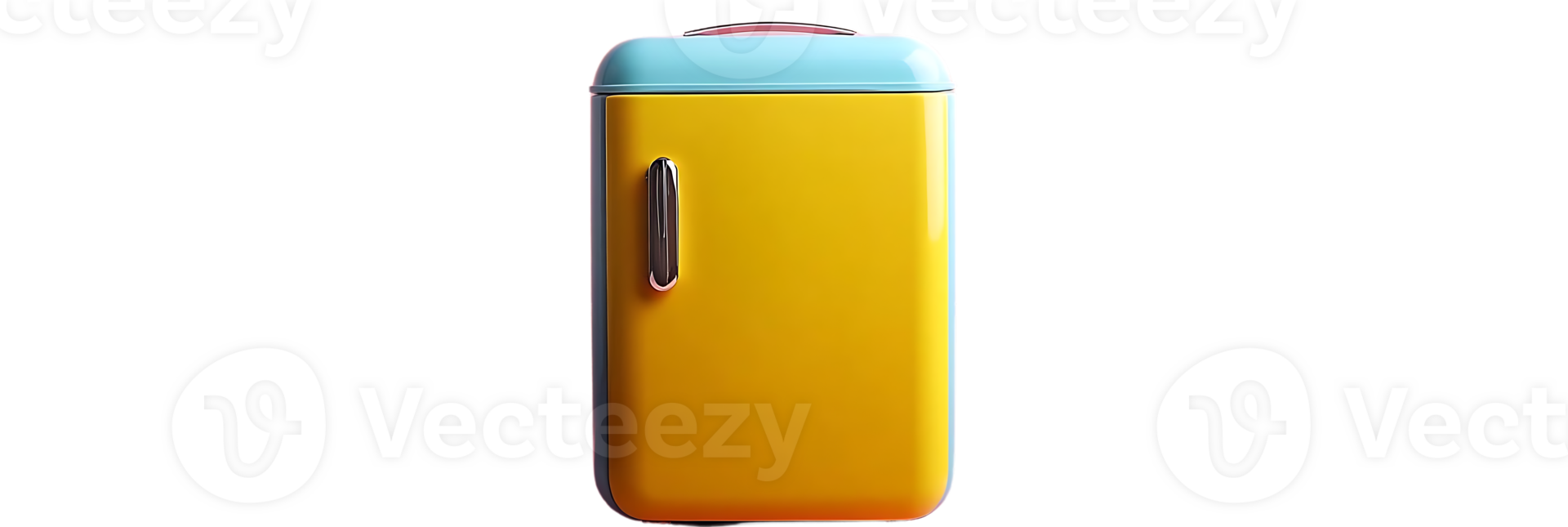 Yellow Retro Refrigerator with Blue Top and Transparent Background png