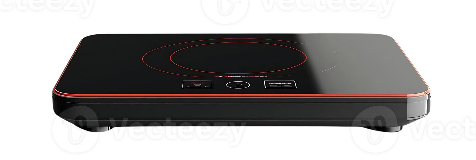 Sleek Black Induction Cooktop with Red Accents and a Transparent Background, Perfect for Modern Kitchens png