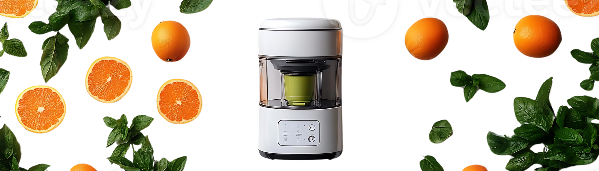Make Delicious Juice with a Transparent Background Juicer and Fresh Oranges and Mint png