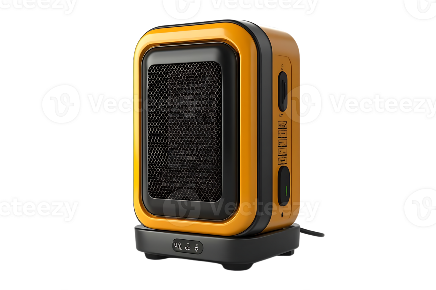 Yellow Portable Electric Heater with Transparent Background, Perfect for Small Spaces, Cozy Warmth on the Go. png