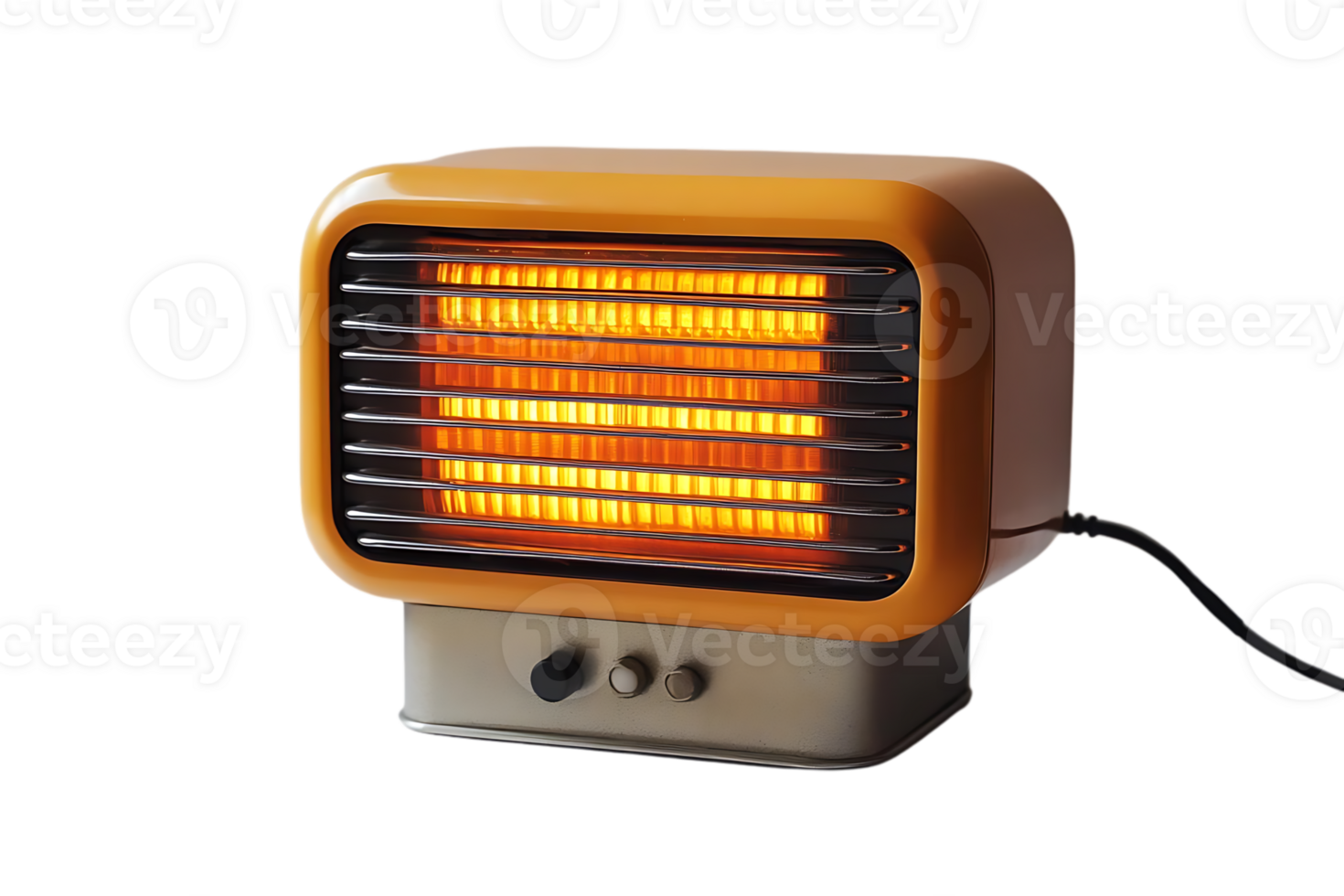 Vintage Electric Heater with Warm Orange Glow on a Transparent Background png