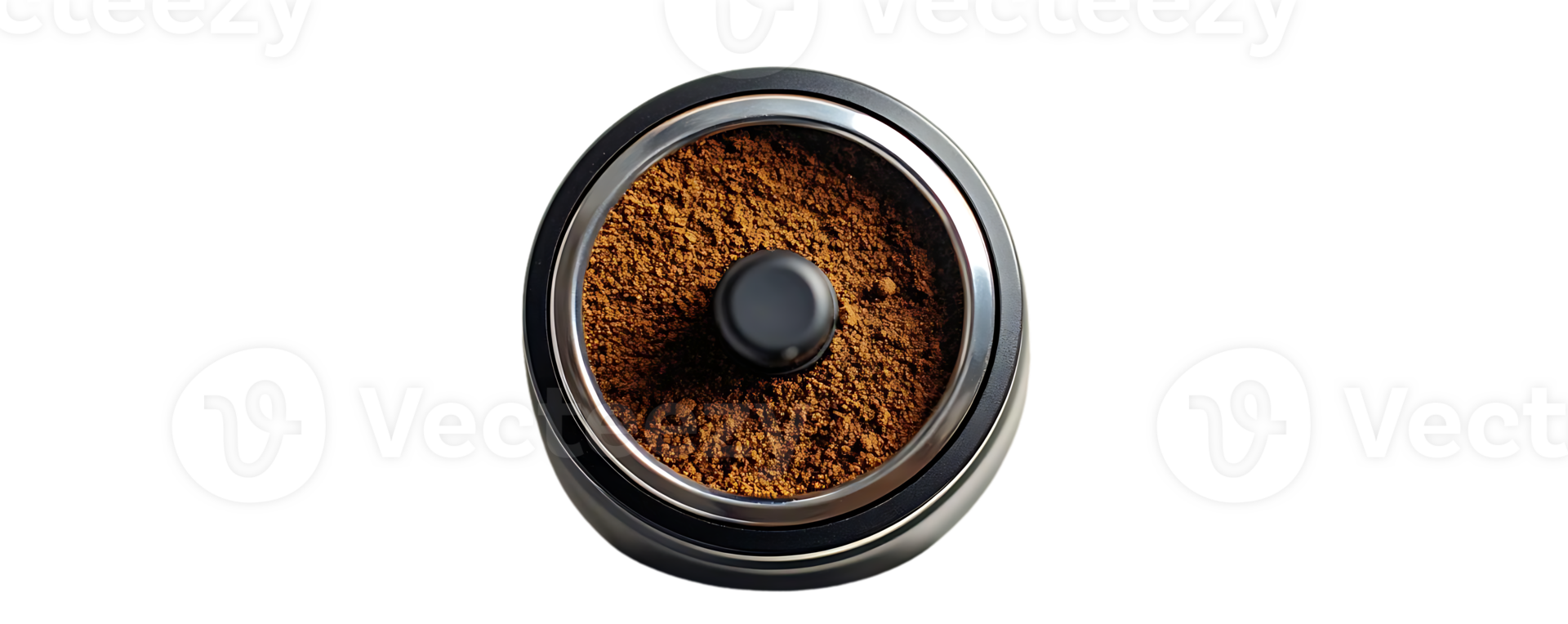 Ground Coffee in a Silver Container with a Transparent Background png