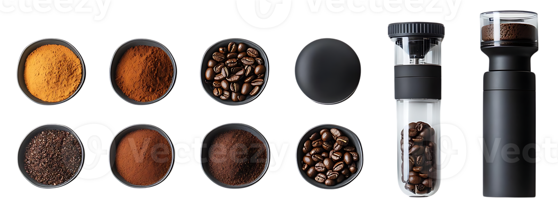 Coffee Beans Grounded Freshly in a Grinder with Transparent Background png