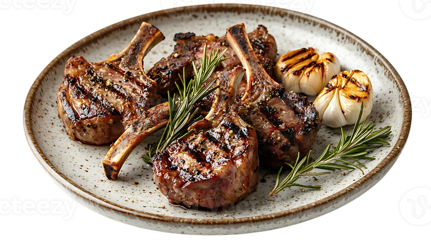 Grilled Lamb Chops with Rosemary and Garlic, a Delicious and Savory Dish with a Transparent Background png