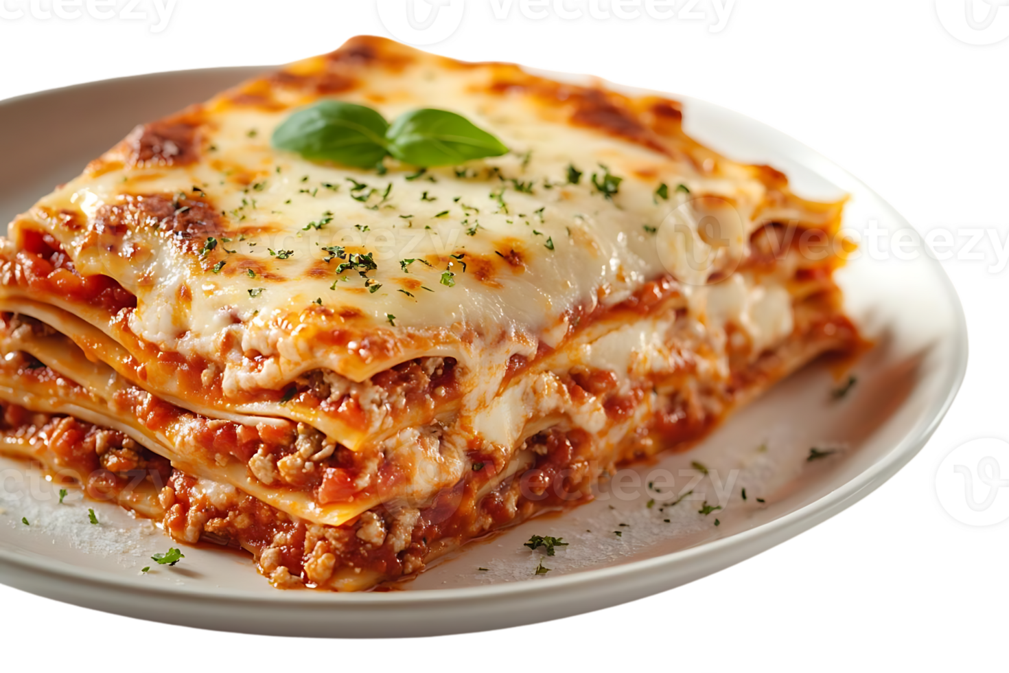 Lasagna with Creamy Ricotta and Melted Mozzarella, a Delicious Italian Dish with Transparent Background png