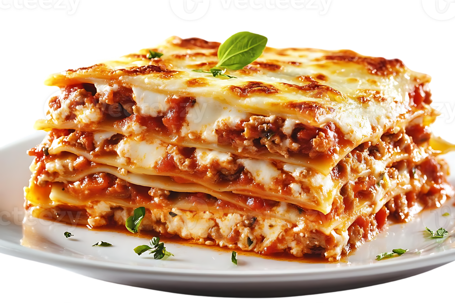 Delicious Lasagna with Melted Cheese and a Transparent Background png