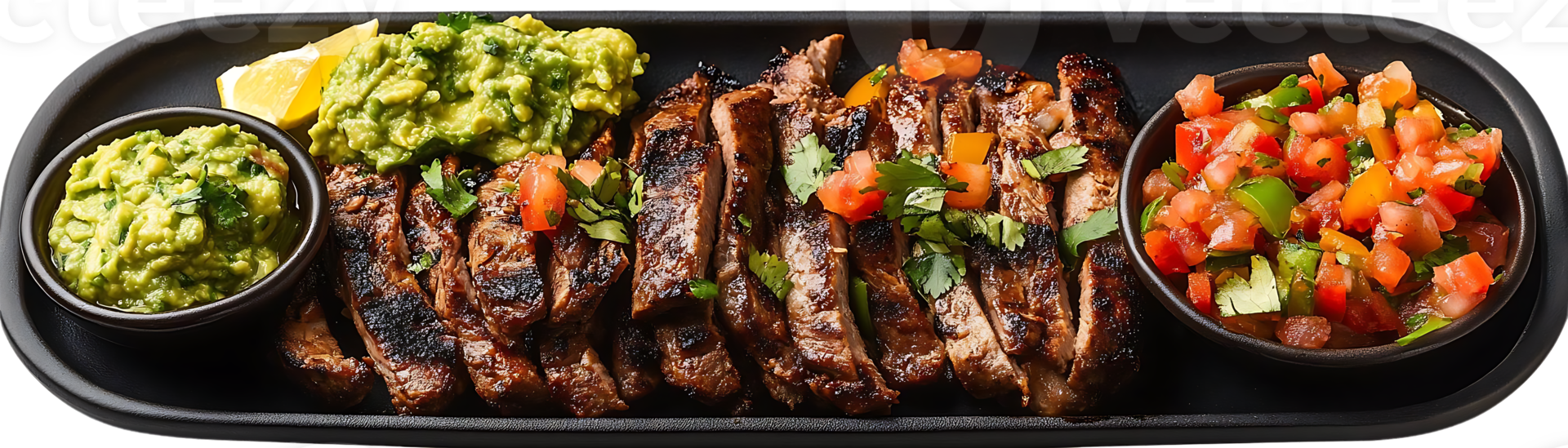 Grilled Steak with Guacamole and Pico de Gallo, a Perfect Combination of Flavors with a Transparent Background png