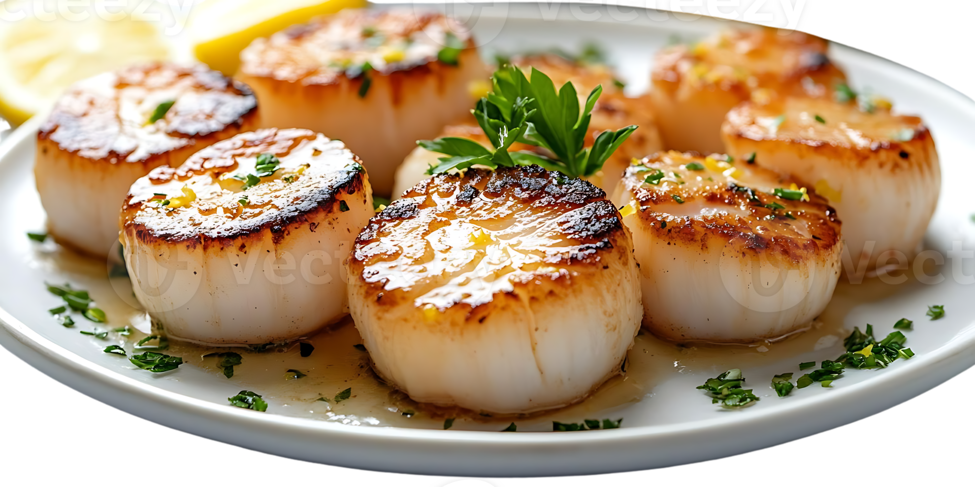 Seared Scallops with Lemon and Parsley, a Delicious and Easy Recipe with a Transparent Background png