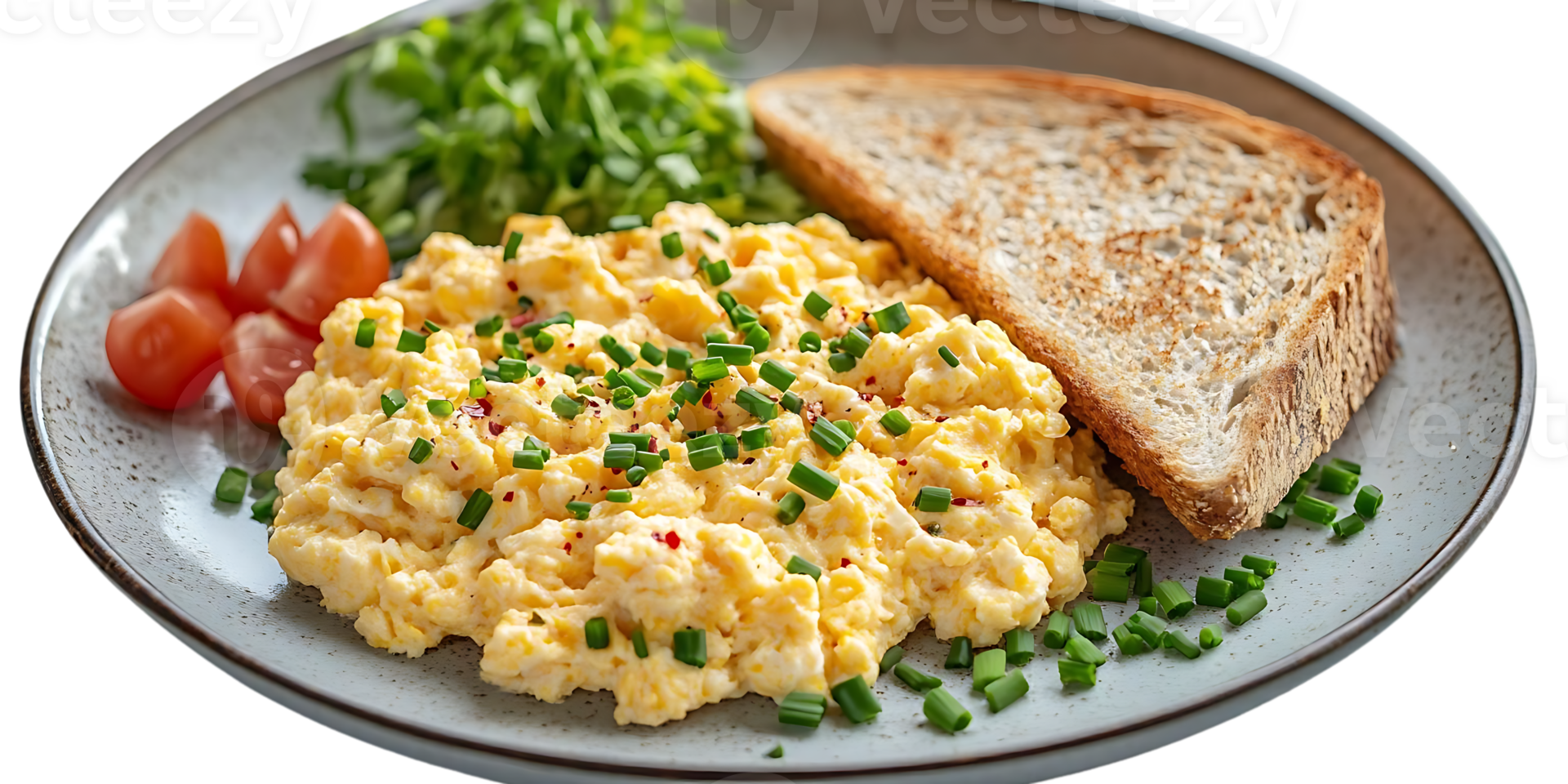 Fluffy Scrambled Eggs with Toast and Salad, a Delicious and Satisfying Breakfast with a Transparent Background png
