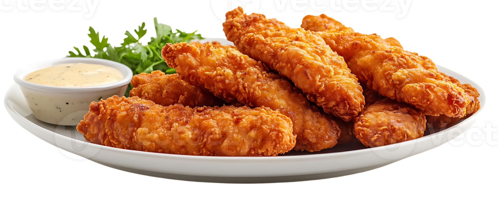 Crispy Chicken Tenders with Creamy Sauce, A Delicious and Easy Meal, with a Transparent Background png