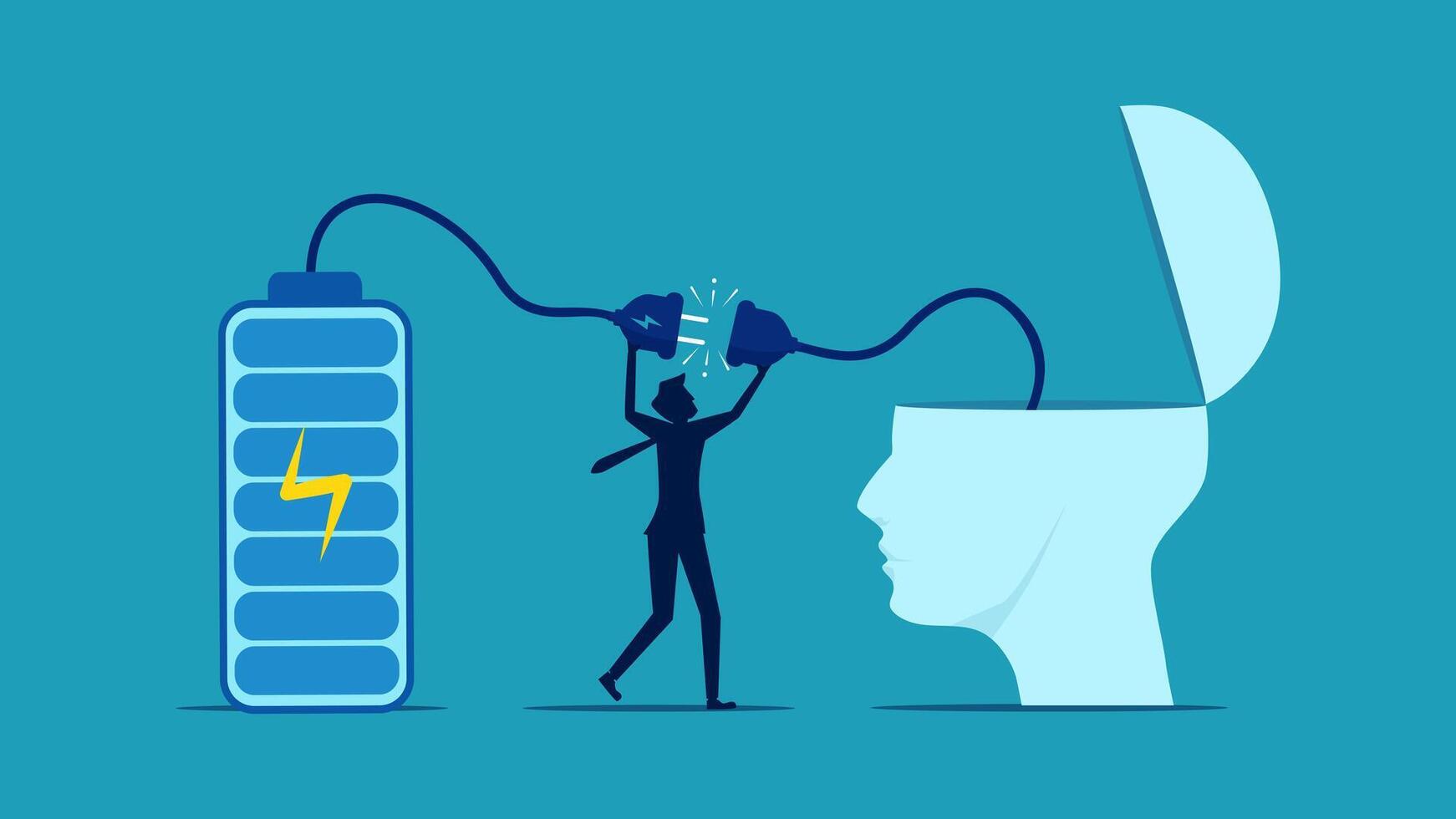 a person is plugging into a battery and a person is holding a plug vector