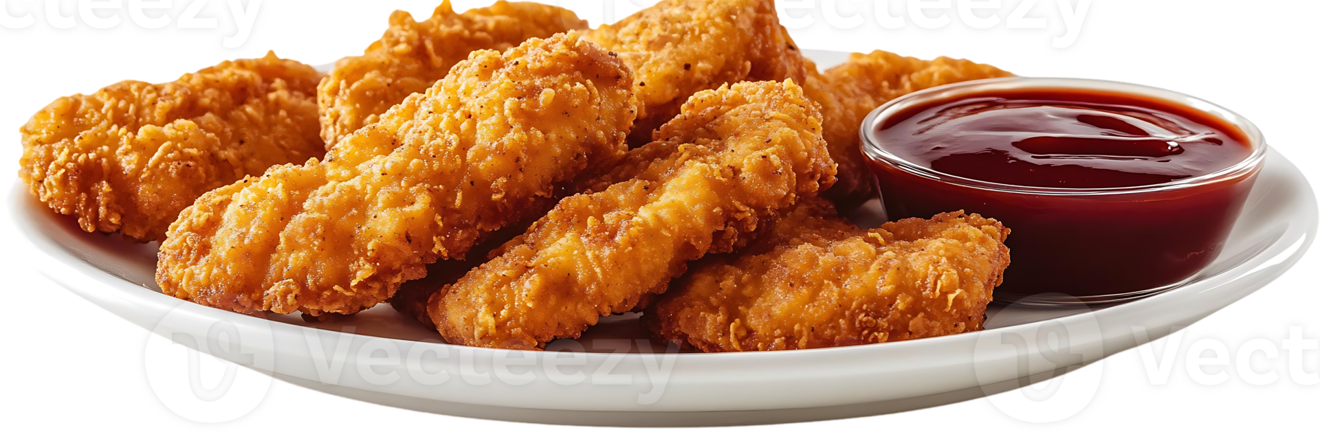Crispy Chicken Tenders with a Side of Red Sauce, Delicious and Ready to Eat with a Transparent Background png