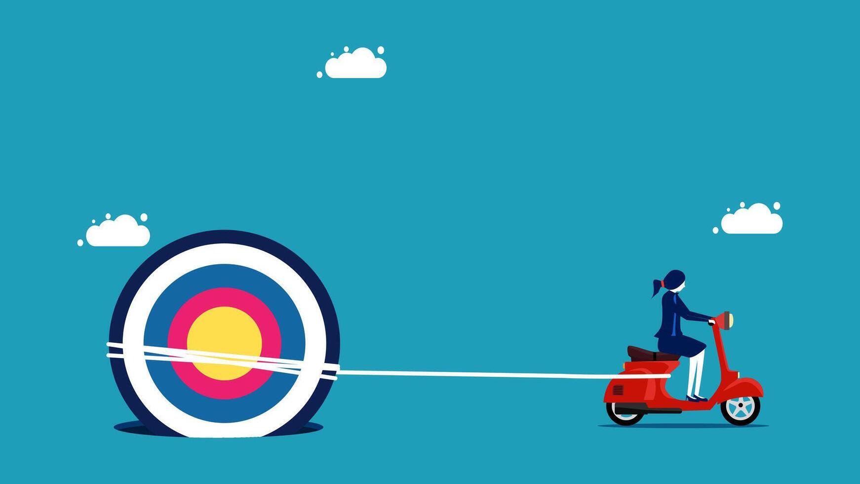 woman on a scooter pulling a target vector