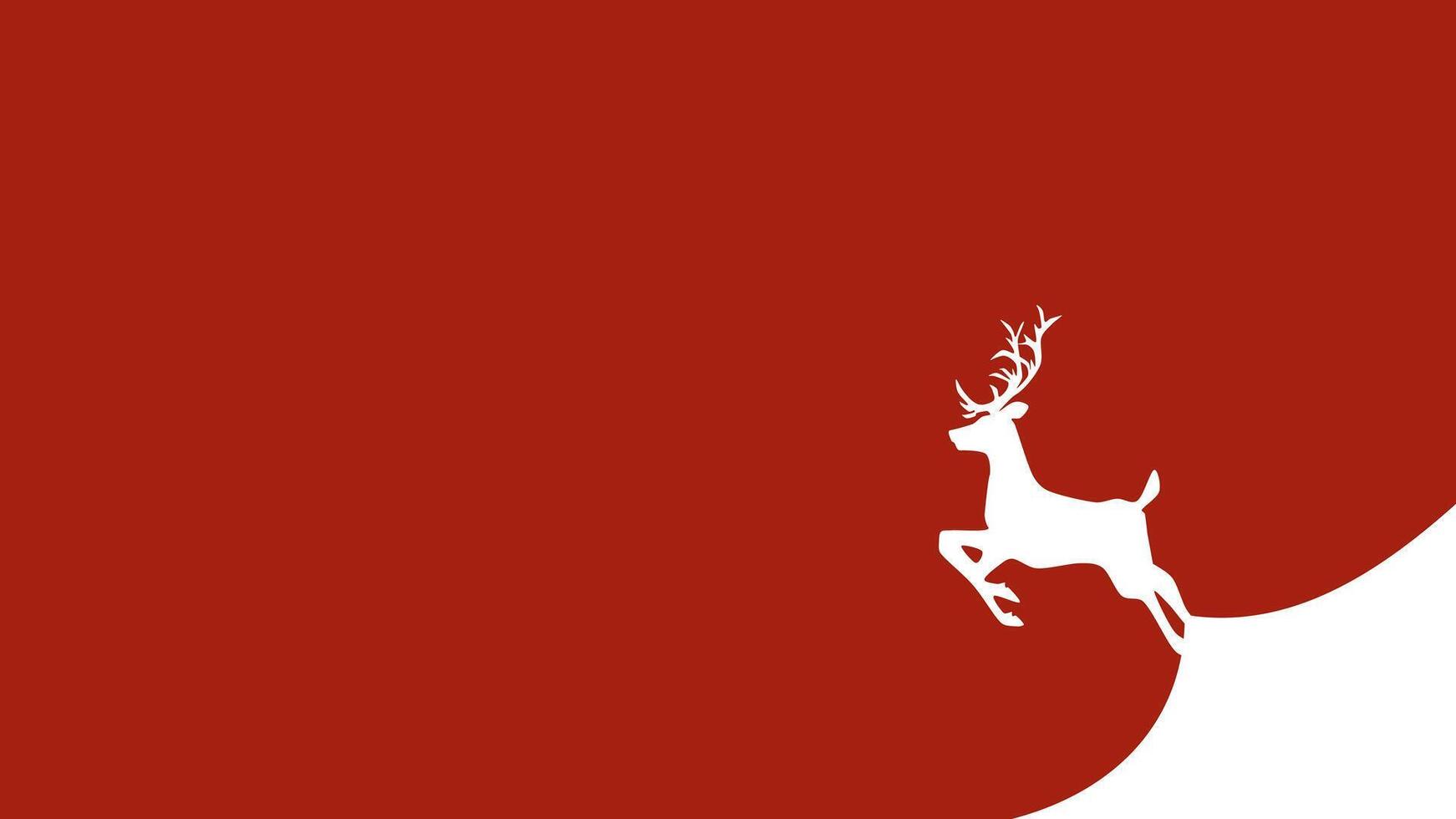 a white reindeer is standing on top of a red background vector
