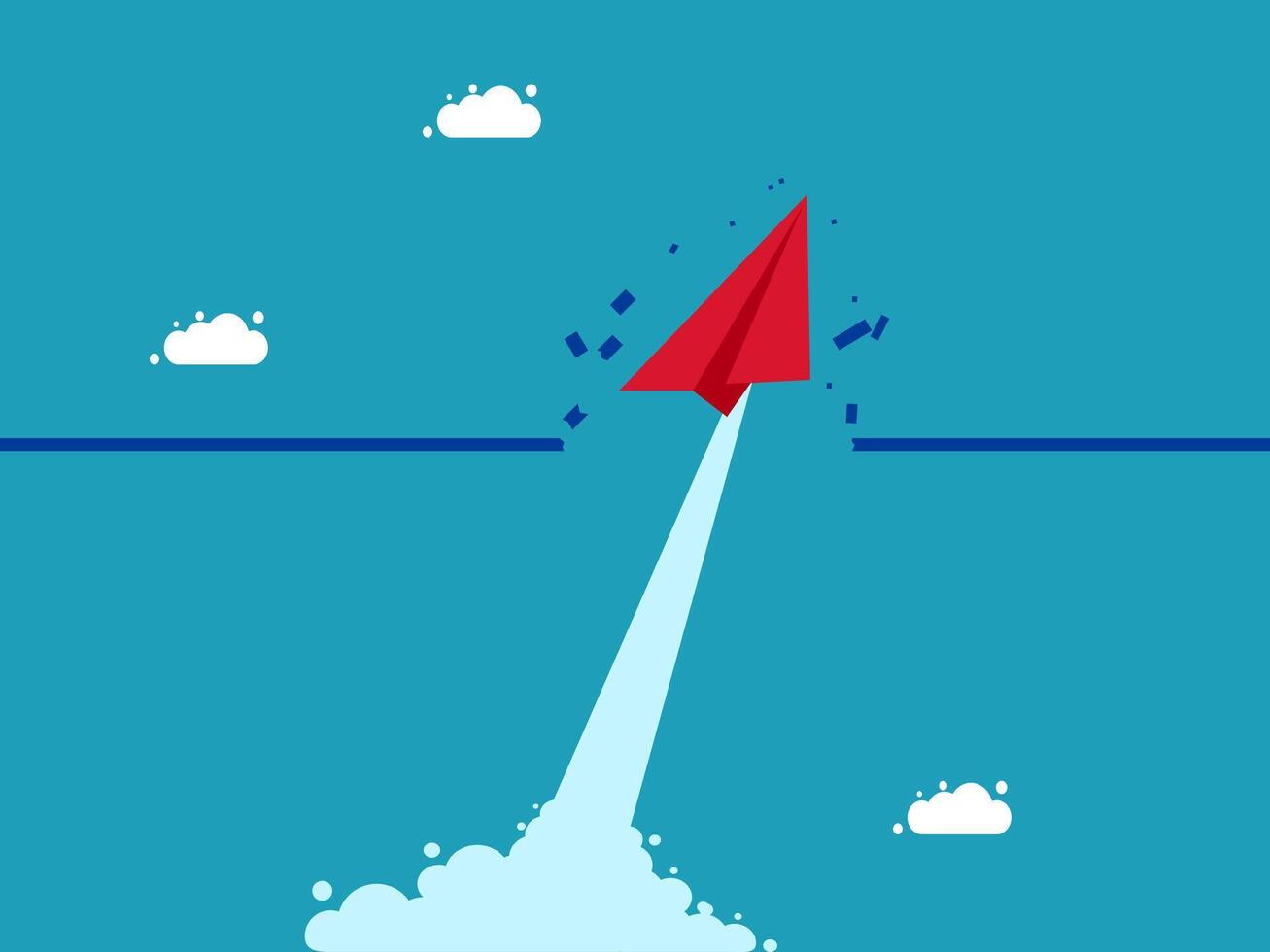 a red paper airplane flying into the sky vector