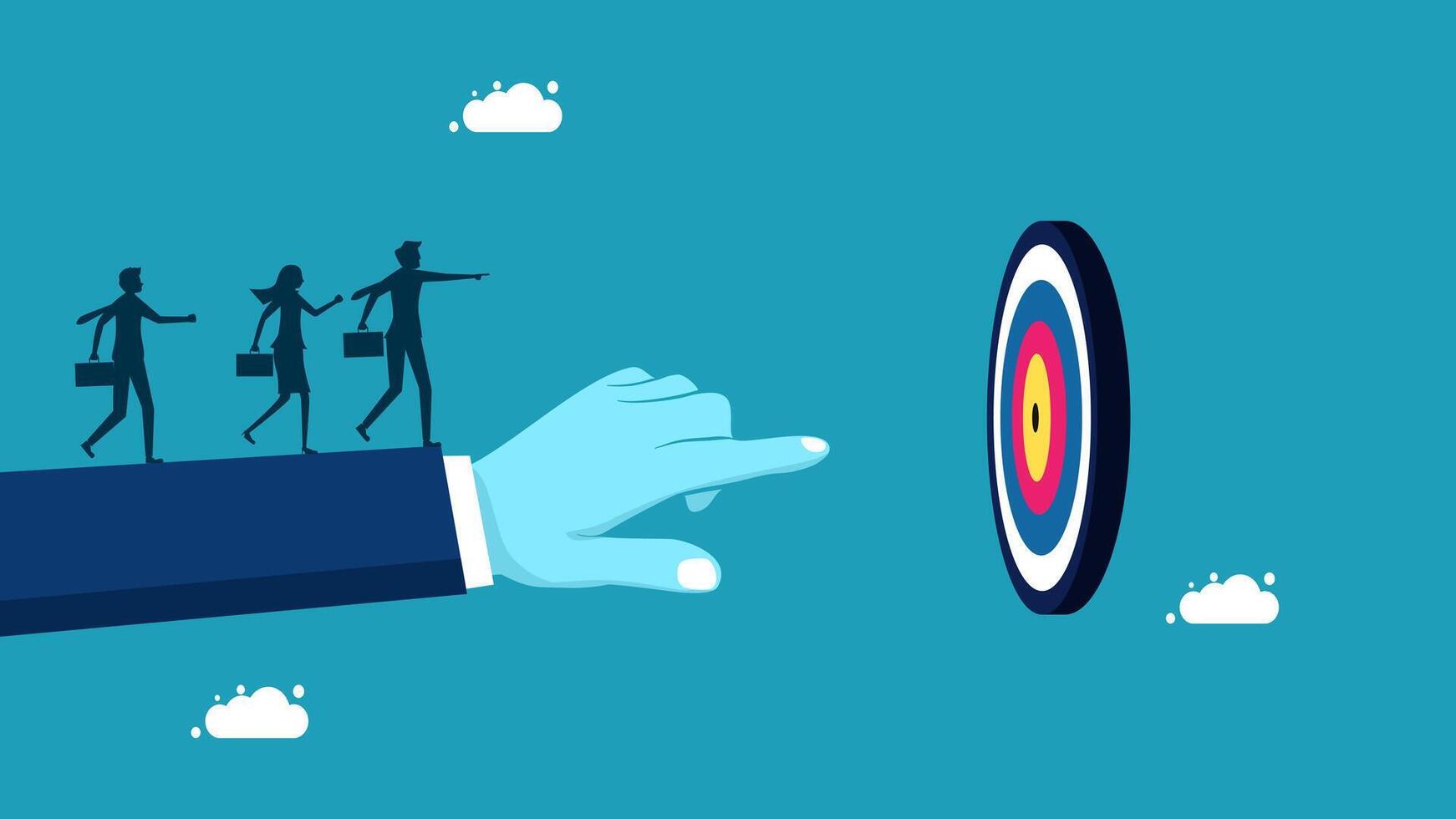 businessman pointing at target with arrows vector