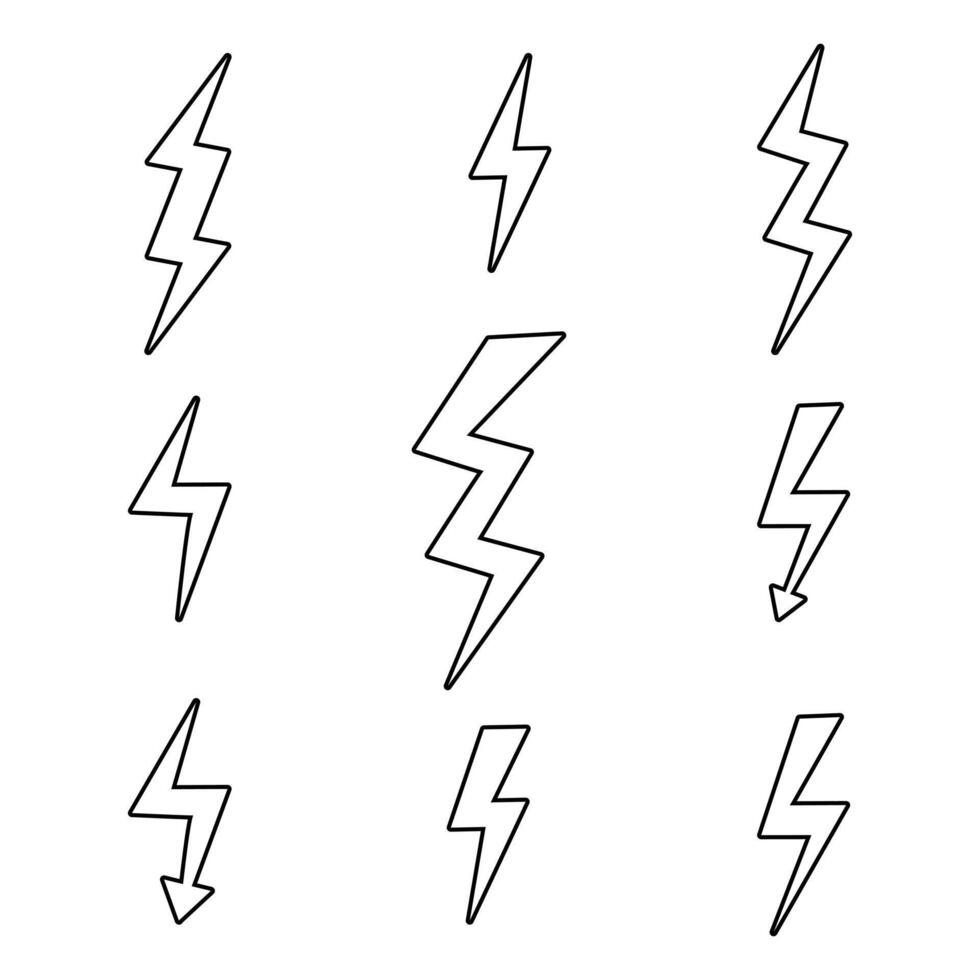 lightning bolt icon set vector