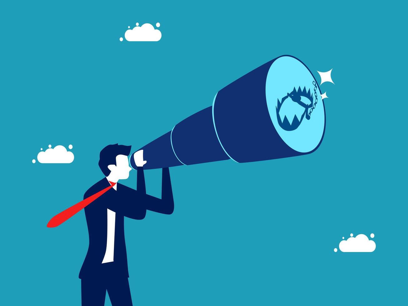 businessman using a megaphone to find risk vector