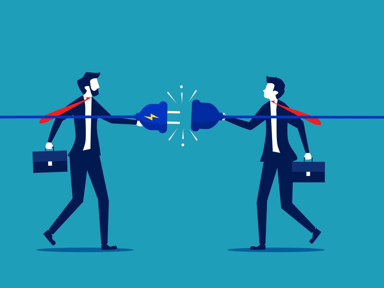 two businessmen are fighting over a rope vector