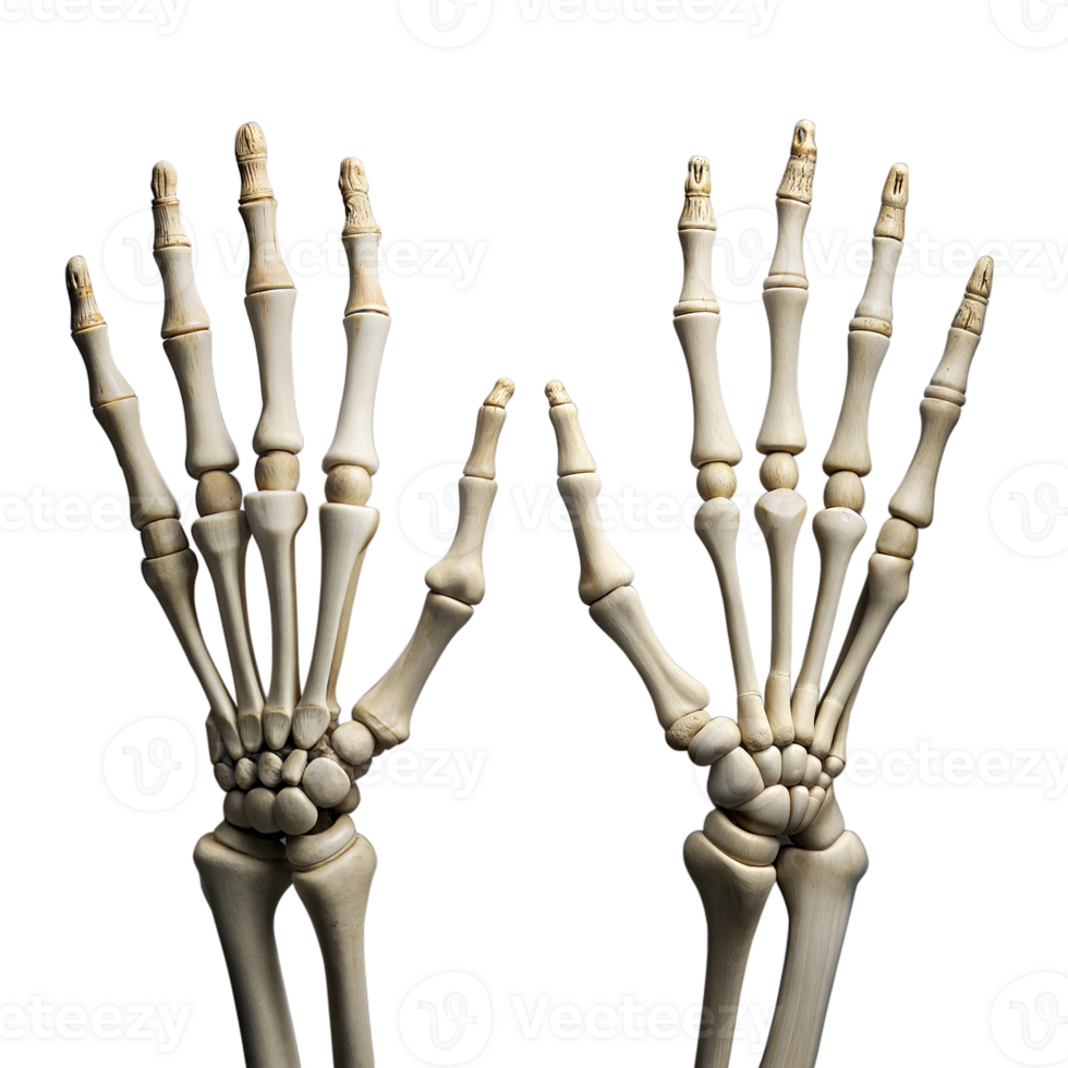 Two white skeletons with their hands clasped together png