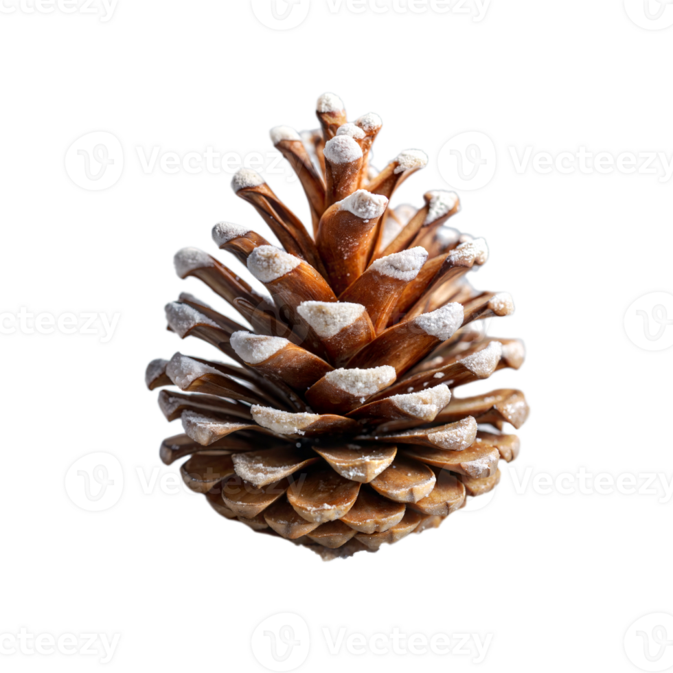 A pine cone with white snow on it png