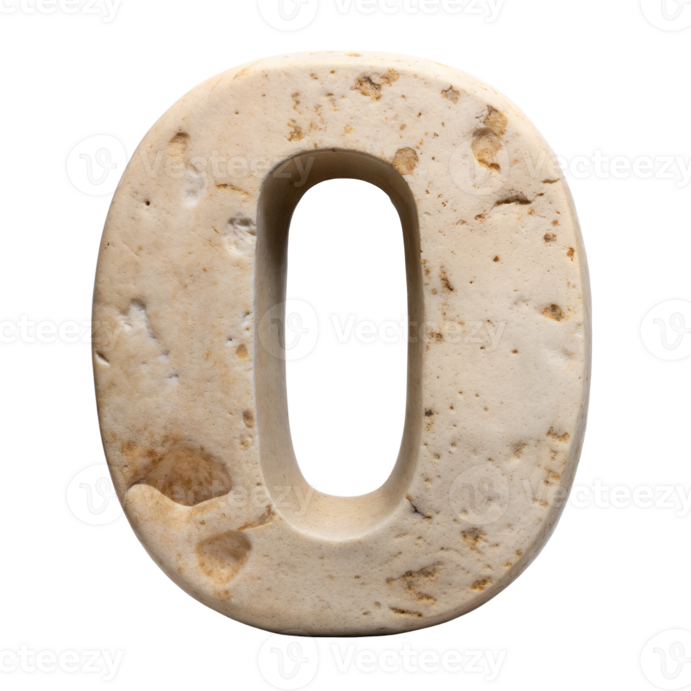 The number 0 is carved out of a large stone png