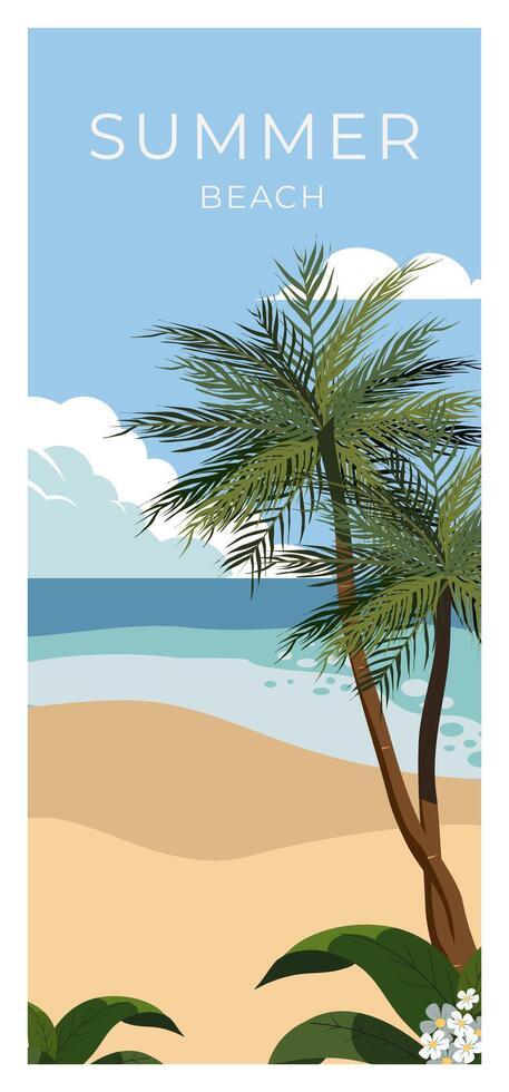 Original design of summer beach with full screen size mobile vector